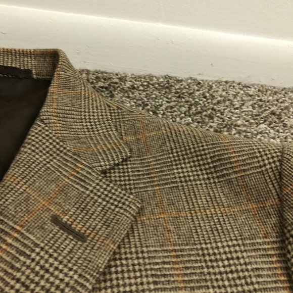 NWOT Alfred Dunhill Suit Wool Cashmere Glen Plaid Beige Brown 38R 30W Italy Made - Picture 3 of 14